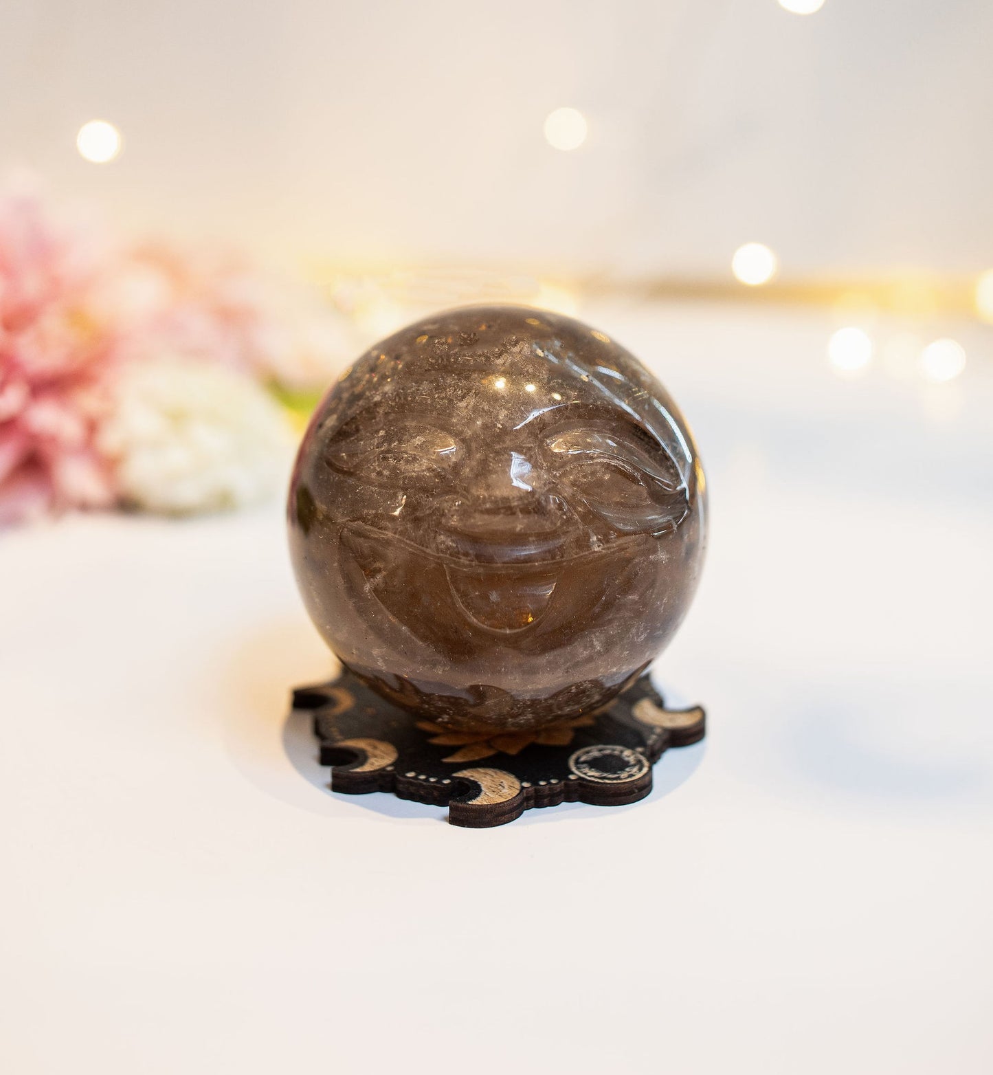 Smoky Quartz carved Sphere