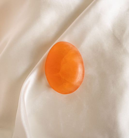 Peach Selenite Palmstone