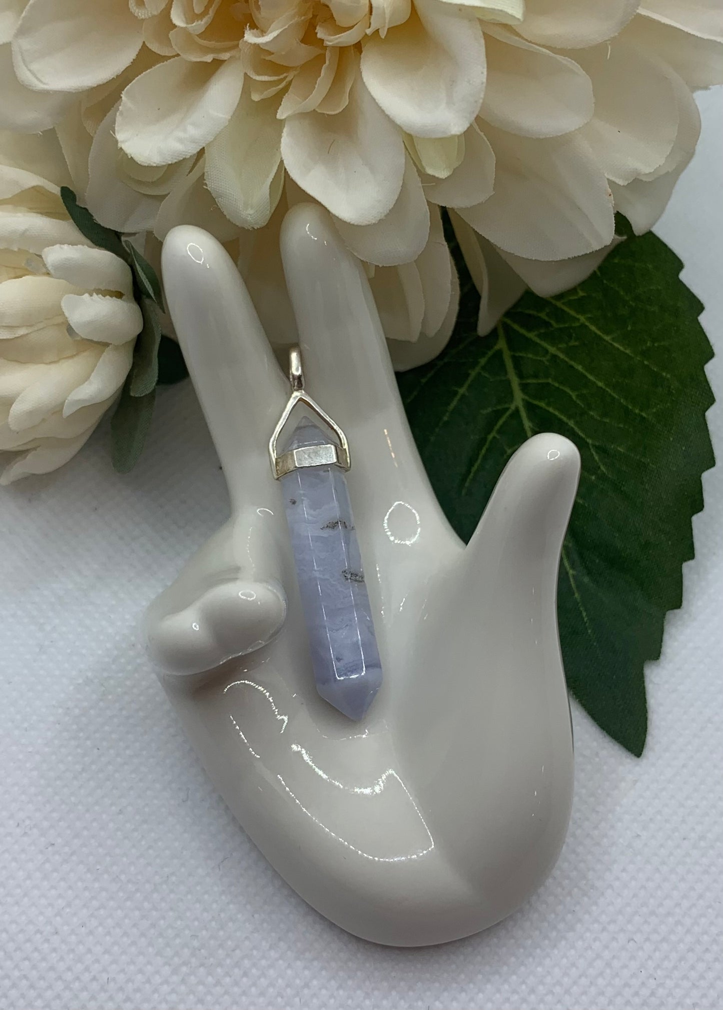 Blue Lace Agate Double Point Pendant