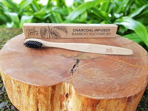 Charcoal-Infused 100% Biodegradable Bamboo Toothbrush