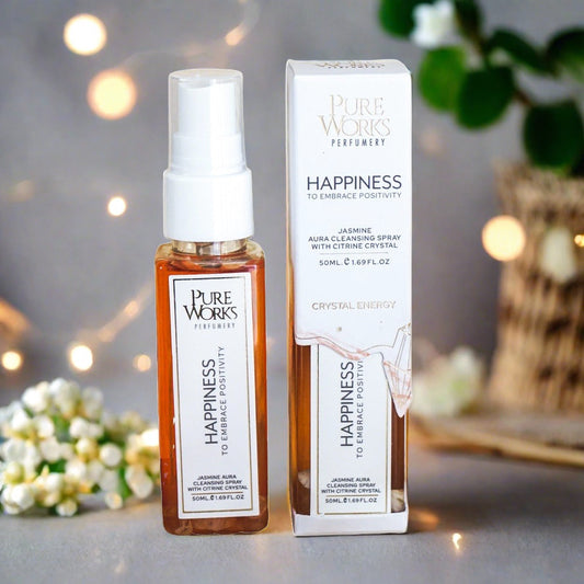 Pure Works Happiness - Crystal Energy Aura Cleansing Spray with Gemstones