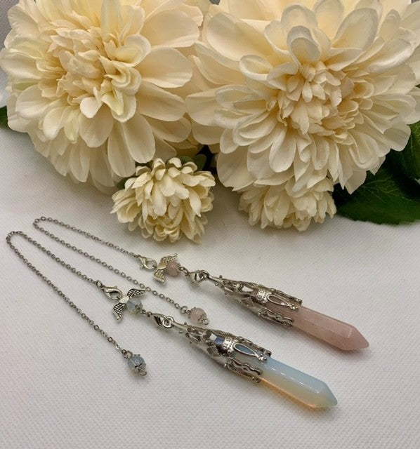 Opalite Pendulum with Angel Charm