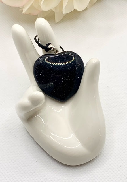 Blue Goldstone Heart Pendant