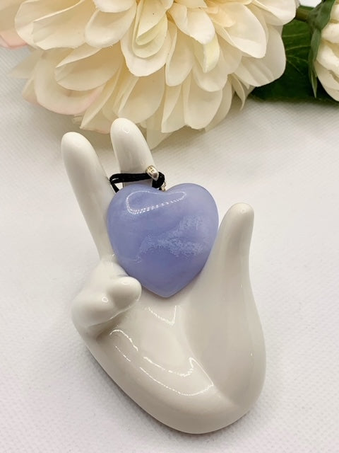 Blue Lace Agate Heart Pendant