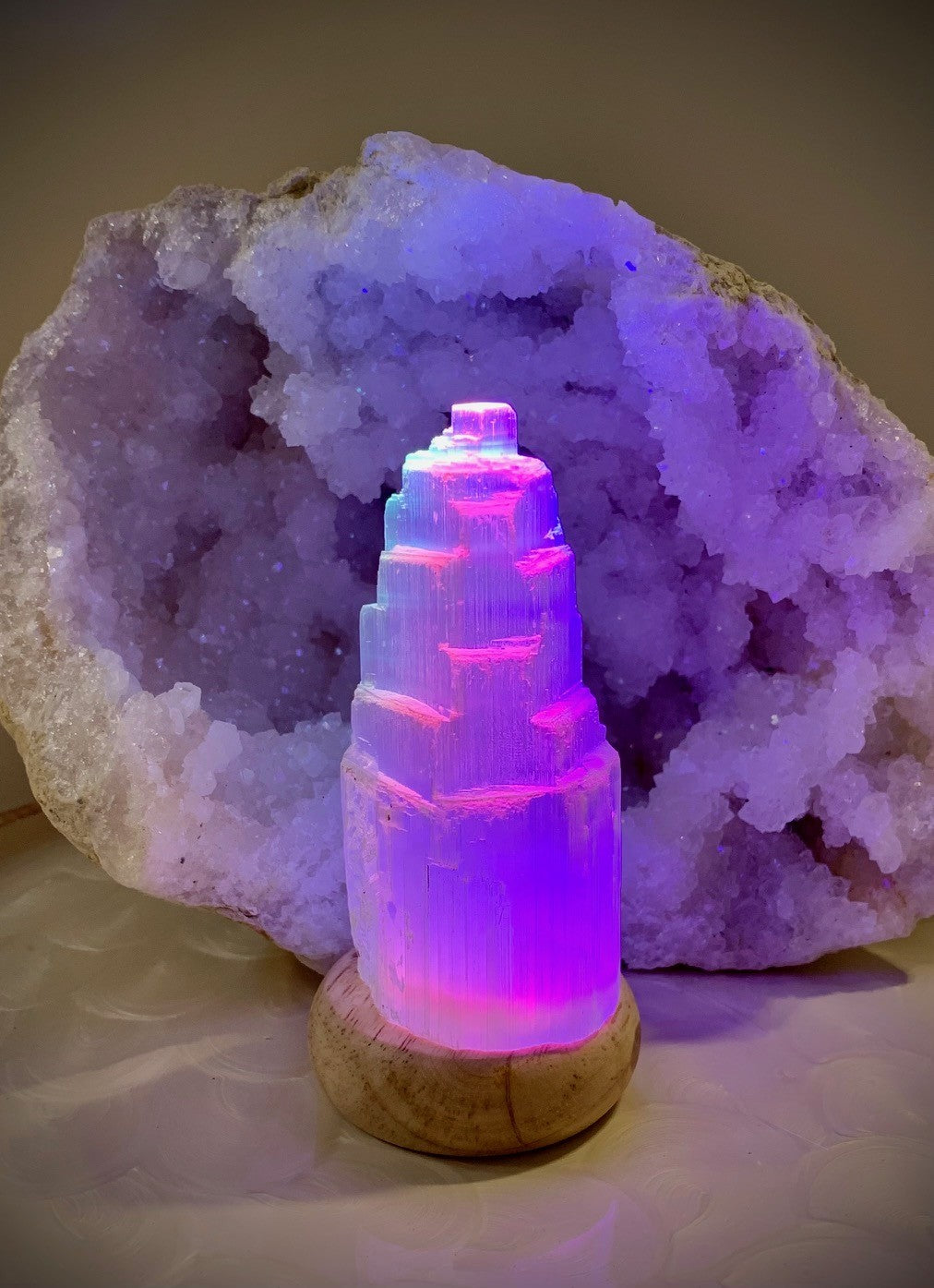 LED Selenite Colour Changing Lamp